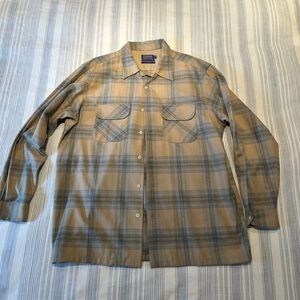 Pendleton Tan and Blue Plaid Men's Shirt